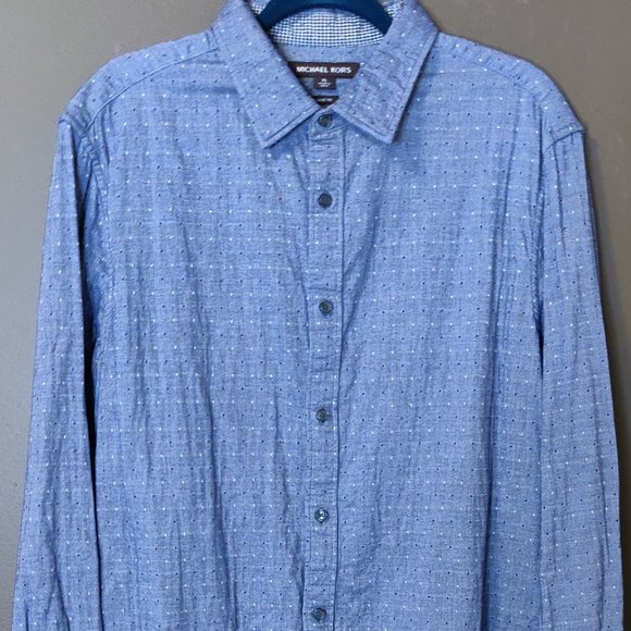 Michael Kors Classic Fit Chambray Dots Checked Contrast Lining MEN'S SIZ… - Picture 1 of 8